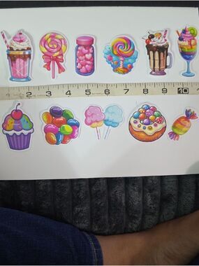 Assorted Candy-Themed Party Stickers - Pink & Multicolor - Lot Of 11